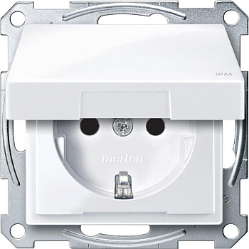 SE Merten SM Бел Актив Розетка 2К+З с крышкой MTN2314-0325
