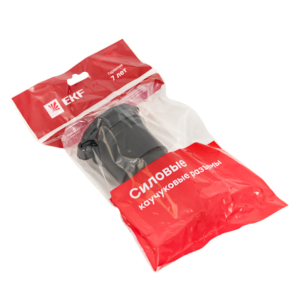 Купить EKF Basic Розетка переносная с защитной крышкой каучуковая 230В 2P+PE 16A IP44