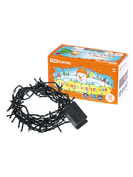 TDM Гирлянда новогодняя  светодиодная, СГ 100 З, 220 В, зеленый шнур, многоцветная, 5 м, 8 режимов SQ0361-0010