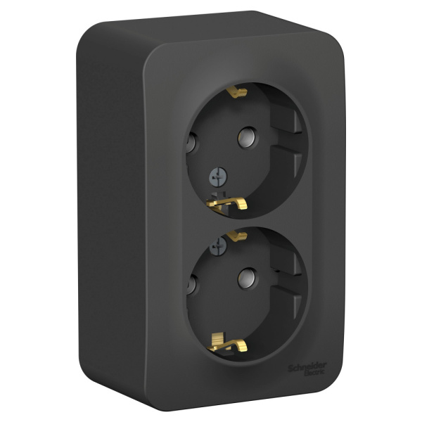 Systeme Electric Blanca наруж Антрацит Розетка 2-ая с/з без шторок 16А, 250В, изолир. пластина