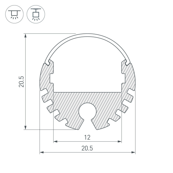 Купить Arlight Профиль ARH-ROUND-D20-2000 ANOD (Алюминий) 016219