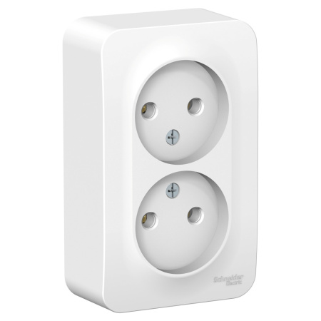 Systeme Electric Blanca наруж Бел Розетка 2-ая б/з без шторок, 16А, 250В, монтажная плата