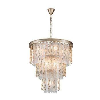 Favourite Classic подвесная люстра каркас цвета французского серебра с золотой окантовкой, декоративные элементы из металла золотого цвета, подвески и 2696-9P