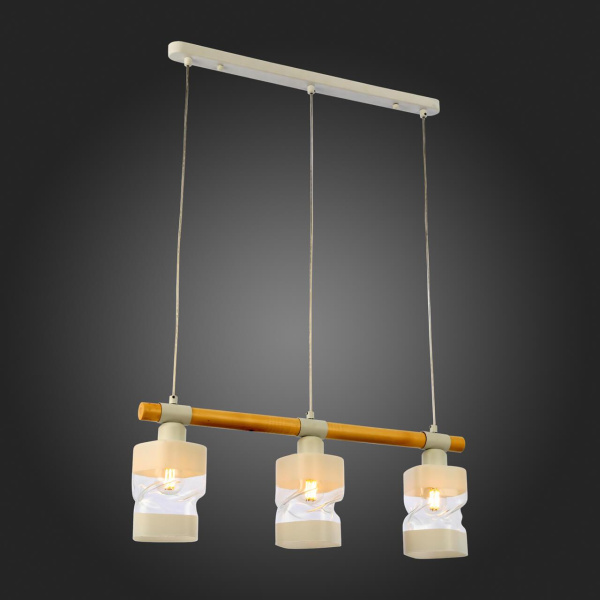 Купить Evoluce SLE114503-03 Светильник подвесной Белый, Светлое дерево/Белый, Прозрачный E27 3*60W