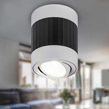 ЭРА Светильник настенно-потолочный спот ЭРА OL34 WH/BK MR16 GU10, черный, белый