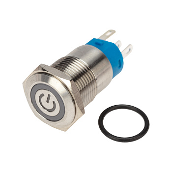 Кнопка антивандальная Ø16 250В Б/Фикс (5с) (ON)-OFF плоская подсв/красная POWER Rexant 36-3243