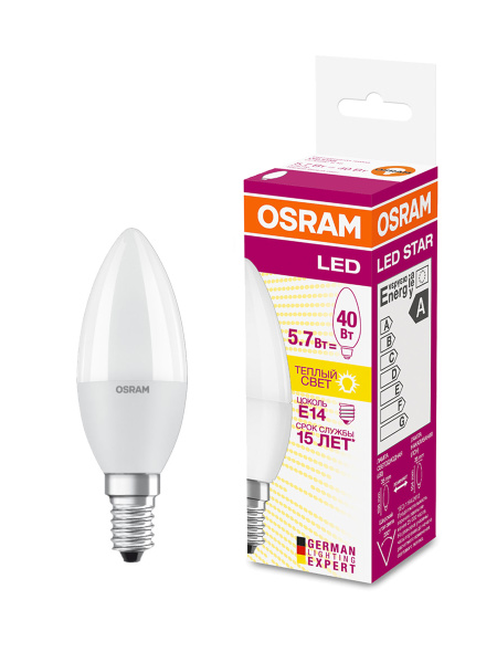 Купить Osram Лампа LED свеча матовая E14 5,4W 830 4052899971608