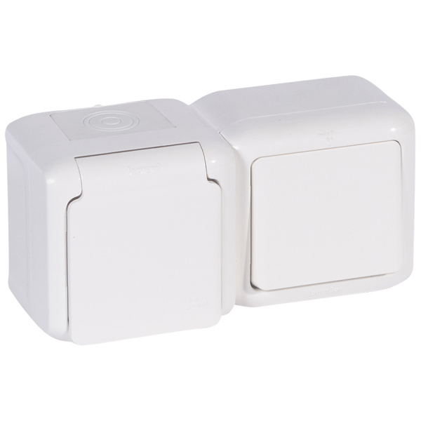 Купить Legrand Quteo Белый Блок Выключатель 1-кл+роз с/з с шт IP44 782318