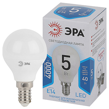 ЭРА LED P45-5W-840-E14 (диод, шар, 5Вт, нейтр, E14)