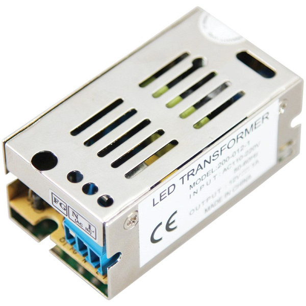 Источник питания 220V AC/12V DC, 1A, 12W с Разъемами под винт, без влагозащиты (IP23) Rexant 200-012-1