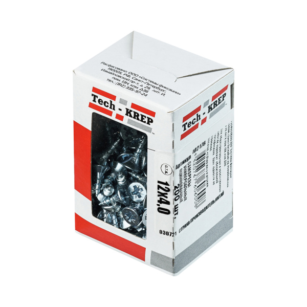 Tech-Krep Саморезы универсальные  12х4,0 мм (200 шт)  оцинкованные - коробка с ок. Tech-Kr 102176