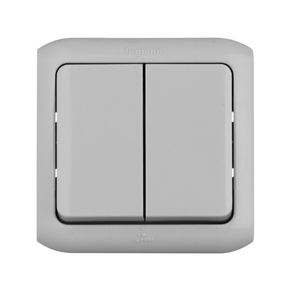 Купить Legrand Quteo Сер Выключатель 2-клавишный IP44 10А 782332