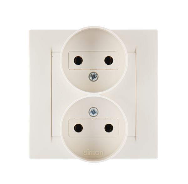 Купить Simon 15 Бежевая Розетка 2-ая б/з литая (в сборе с рамкой) 1590457-031