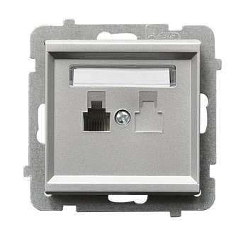 Ospel Sonata Серебро матовое Розетка телефонная 1-я, без рамки GPT-1R/m/38