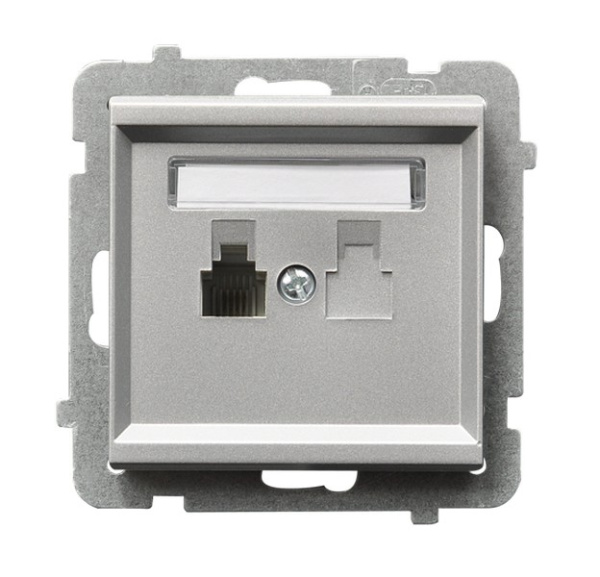 Ospel Sonata Серебро матовое Розетка телефонная 1-я, без рамки GPT-1R/m/38