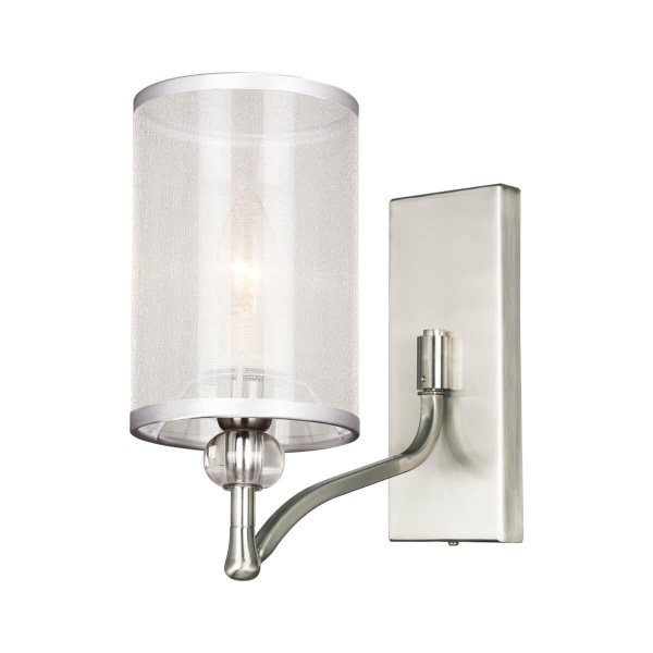 Favourite Classic настенный светильник каркас цвета никель, абажуры из органзы белого цвета, декоративные элементы из прозрачного стекла, бра можно мо 2698-1W