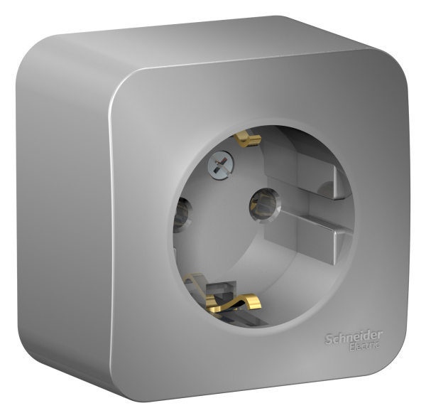 Купить Systeme Electric Blanca наруж Алюминий Розетка с/з без шторок 16А, 250В, изолир. пластина