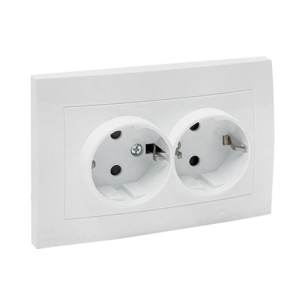 Купить EKF PROxima Валенсия розетка 2-местная с/з 16А белая с защ. штор.