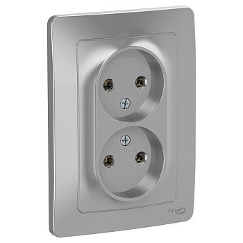 Systeme Electric Blanca внутр Алюминий Розетка 2-ая б/з без шторок, 16А, 250В