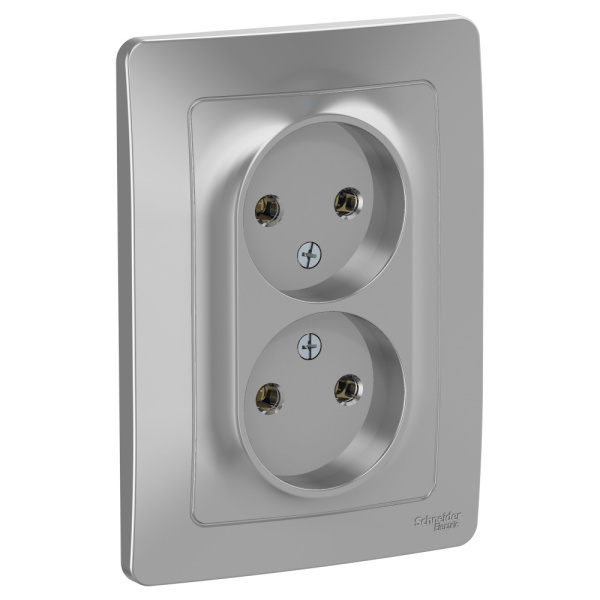 Systeme Electric Blanca внутр Алюминий Розетка 2-ая б/з без шторок, 16А, 250В