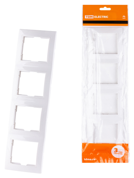 TDM Рамка 4-х постовая вертикальная белая "Таймыр" SQ1814-0029