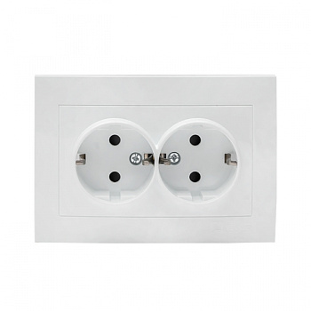 EKF PROxima Валенсия розетка 2-местная с/з 16А белая с защ. штор.