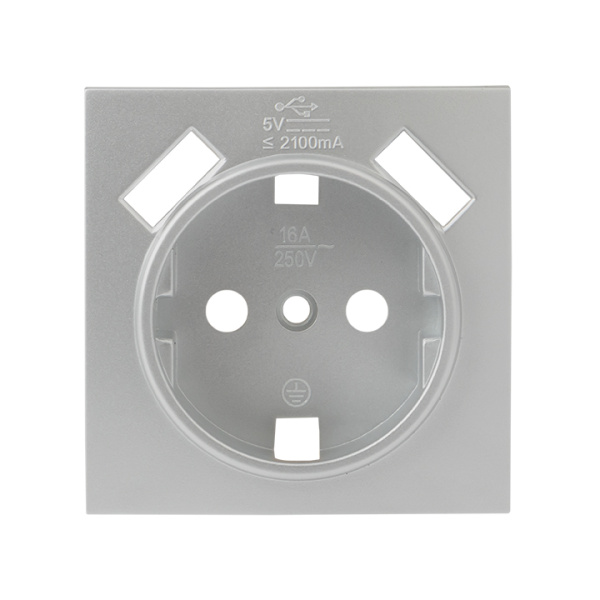 Купить EKF PROxima Валенсия лицевая панель розетки 1-местной с/з 16А сталь с защ. штор. с 2 USB 2,1А