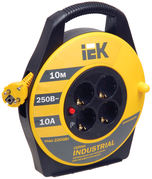 IEK Катушка УК10 с т/з 4 места 2Р+PЕ/10м 3х1,0 мм2 Industrial