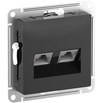 Systeme Electric AtlasDesign Карбон Розетка двойная комп RJ45+RJ45, кат.6А, механизм