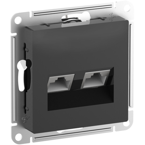 Systeme Electric AtlasDesign Карбон Розетка двойная комп RJ45+RJ45, кат.6А, механизм