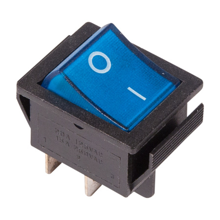 Выключатель клавишный 250V 16А (4с) ON-OFF синий с подсветкой (RWB-502, SC-767, IRS-201-1) Индивидуальная упаковка 1 шт Rexant 36-2331-1