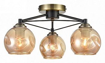 VELANTE 769-527-03 Светильник потолочный Черный, Бронзовый/Янтарный E27 3*60W