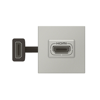 Legrand Mosaic Алюминий Розетка HDMI , 2 модуля, со шнуром 079279L