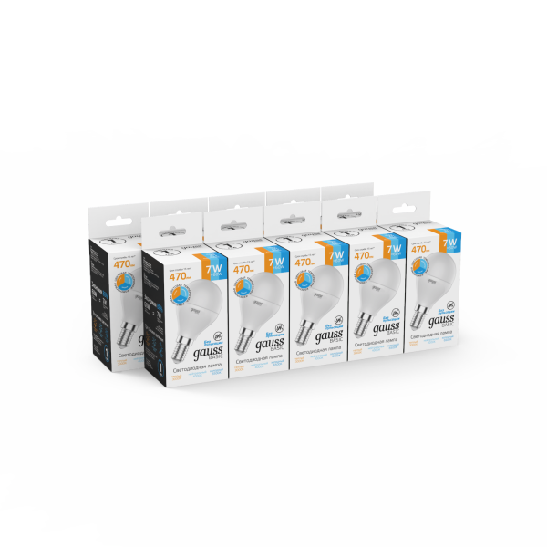 Купить Gauss Лампа Basic Шар 7W 470lm 3000K-4000K-6500K Е14 изм.цвет.темп. LED 1053147