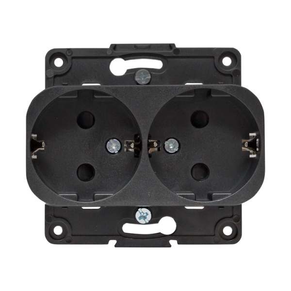 Купить EKF PROxima Стокгольм Черный Розетка 2-ая с/з, со шторками, 16А