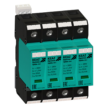 КЭАЗ Ограничитель импульсных перенапряжений (УЗИП) OptiDin OM-I-4-280/12,5/S