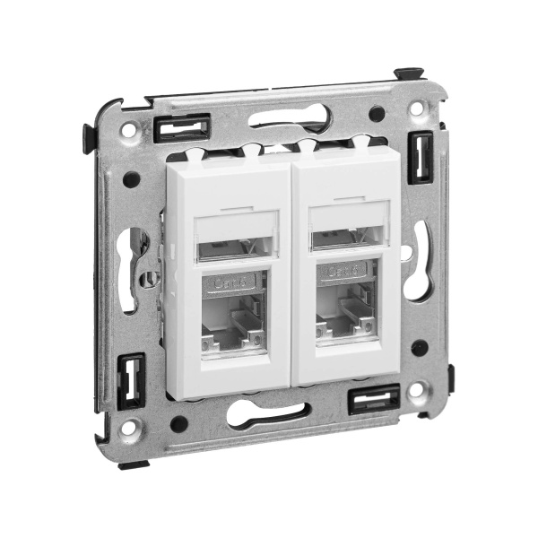 Купить DKC Компьютерная розетка RJ-45 в стену, кат.6 двойная экранированная,"Avanti", "Белое облако"