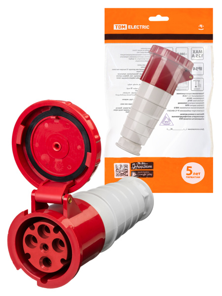 TDM Розетка 234 переносная 3Р+РЕ 63А 380В IP54 SQ0603-0017