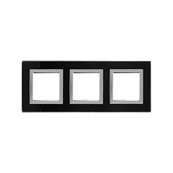 DKC Рамка из натурального стекла, "Avanti", черная, 3 поста (6 мод.)