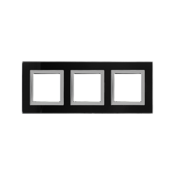 DKC Рамка из натурального стекла, "Avanti", черная, 3 поста (6 мод.)