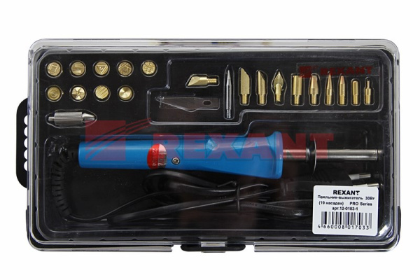 Купить Набор паяльник-выжигатель (19 насадок) ПРОФИ 220V/30 Вт Rexant 12-0183-1