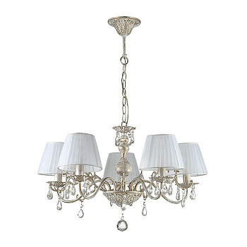 Odeon Light 3229/5 ODL16 019 белый/зол.патина/ткань/хрусталь Люстра E14 5*40W 220V MAGALI