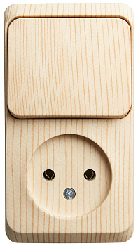 Systeme Electric Этюд наруж Сосна Блок: Розетка б/з + выключатель 1-клавишный