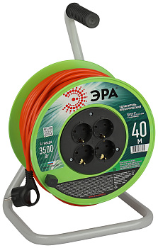ЭРА Удлинитель силовой RP-4e-3x1.5-40m на пластиковой катушке c заземлением 4 розетки 40м ПВС 3х1,5мм2