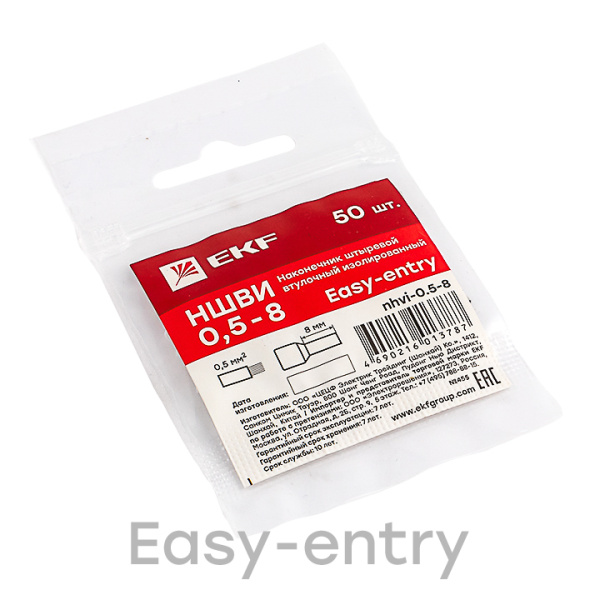 Купить EKF PROxima Наконечник штыревой втулочный изолированный НШвИ 0,5-8 (50шт.)