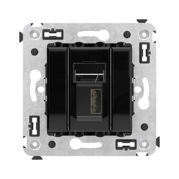 Купить DKC USB 2.0 розетка одинарная в стену, тип А-А, "Avanti", "Черный квадрат"