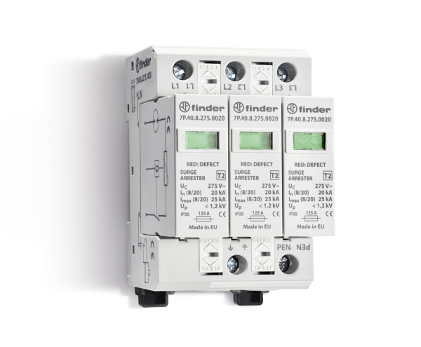Finder УЗИП тип 2 (3 варистор/разрядник) 7P4382751020