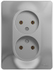 Купить Systeme Electric Glossa Алюминий Розетка 2-я б/з (в сборе с рамкой)