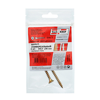 Tech-Krep Саморез ШУж 6,0х90 пот. гол. (2 шт) - пакет 102522
