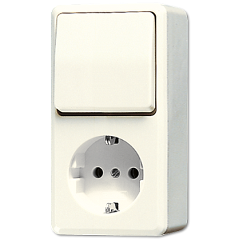 JUNG Штепсельная розетка SCHUKO для накладного монтажа с универсальным выключателем, слоновая кость 676A